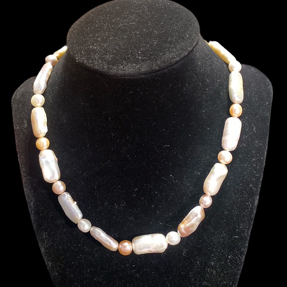 NWT Biwa bar/coin 1 strand Pearl necklace